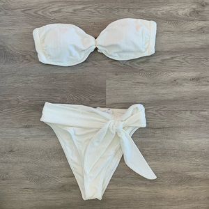 Abercrombie White High Waisted bandeau bikini set